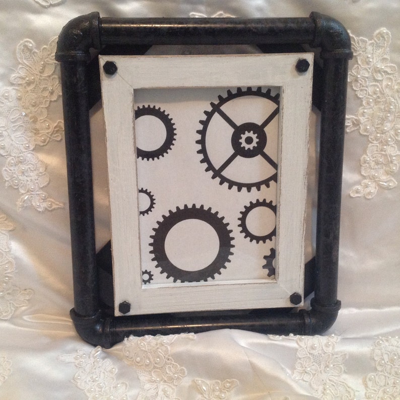 Industrial Picture Frame Steampunk Pipes Custom Colors | Etsy