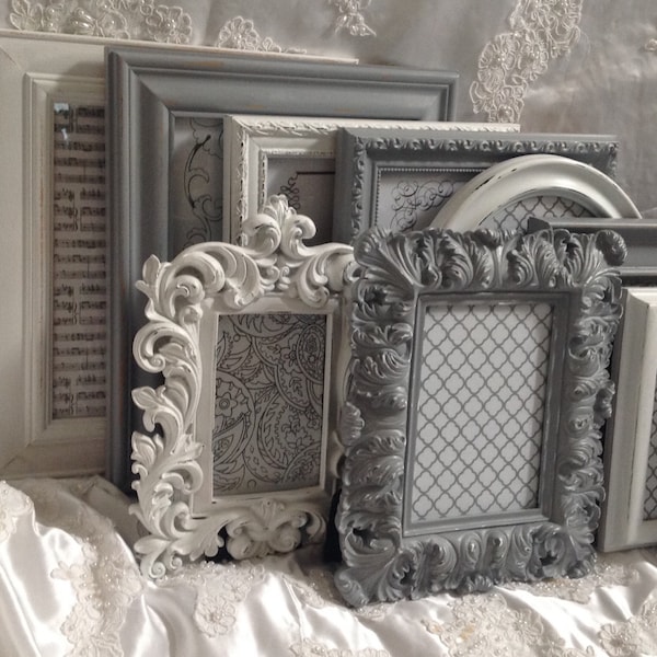 Shabby Chic Picture Frame Set Ornate Mix Custom Colors And Sizes Hand Painted Vintage Frames Upcycled