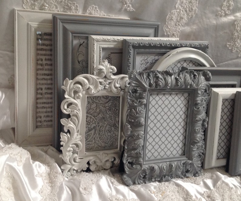 Shabby Chic Picture Frame Set Ornate Mix Custom Colors And Sizes Hand Painted Vintage Frames Upcycled image 1