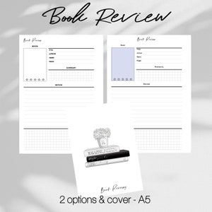 Book Review pdf printables- 2 styles- 1 cover- A5