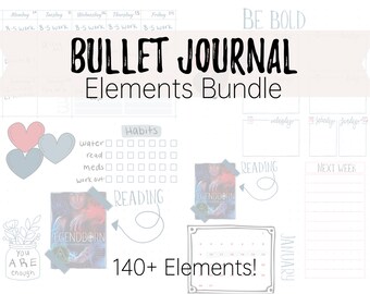 Bullet Journal Planner Printable Elements - Digital Bujo Print, Cut, Paste