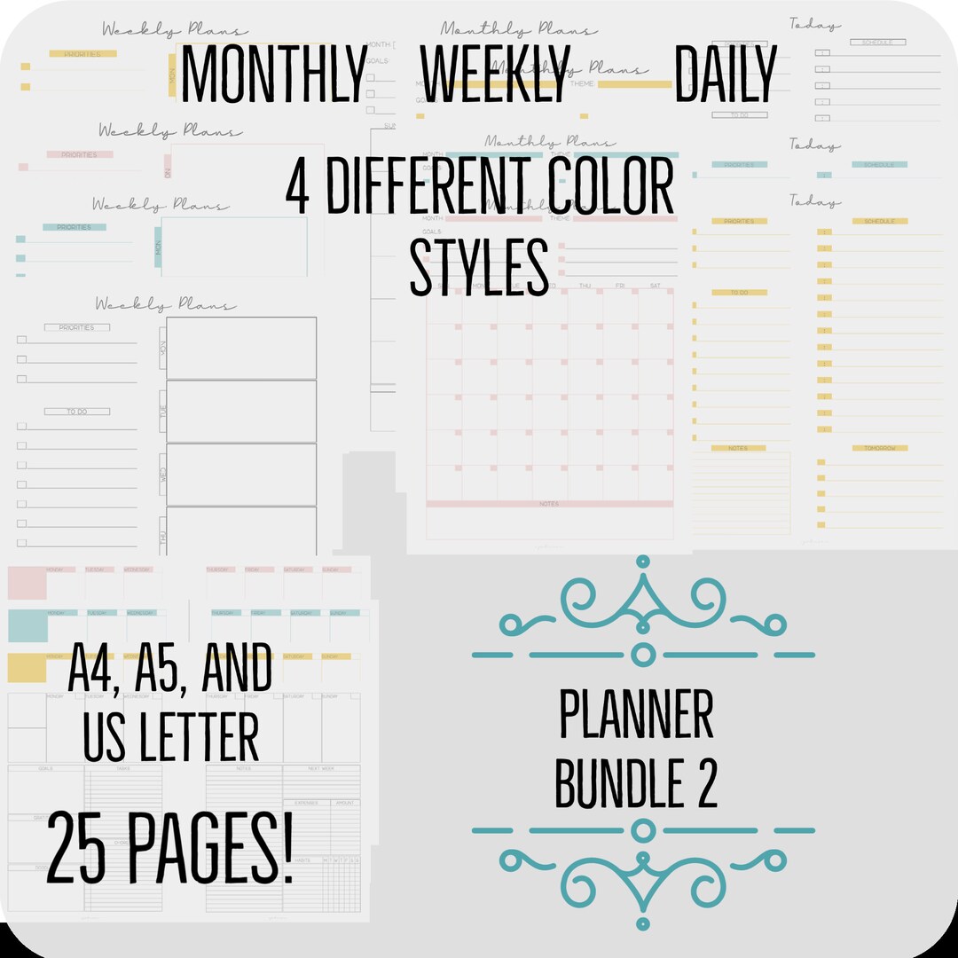 Planner Bundle- Printables- A4 and Letter Planner Printable Inserts - Etsy