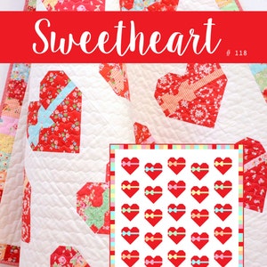 PDF Heart Quilt Pattern Sweetheart Quilt imagem 1