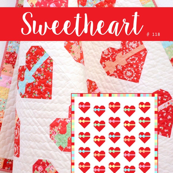 PDF Heart Quilt Pattern - Sweetheart Quilt