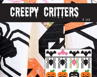 PDF Halloween Quilt Pattern - Creepy Critters