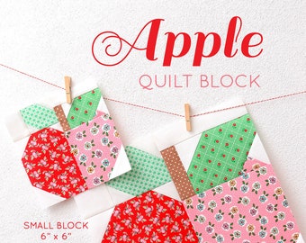 Instrucciones de patchwork en PDF - Bloque de edredón de manzana