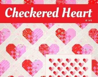 PDF Heart Quilt Pattern - Checkered Heart Quilt