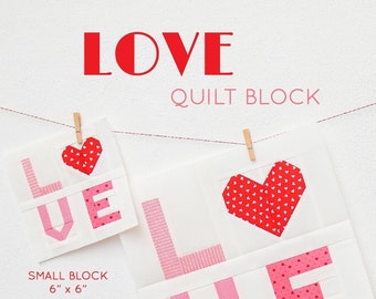 PDF Heart Quilt Pattern - LOVE Sign quilt pattern