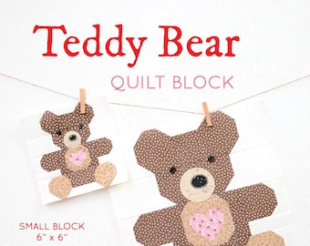 PDF Patchwork Anleitung - Teddybär Quilt Block