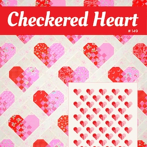 PDF Heart Quilt Pattern - Checkered Heart Quilt
