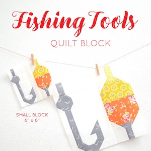 PDF Summer Camping Quilt Pattern - Fishing Tools quilt pattern