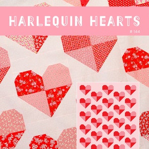 PDF Heart Quilt Pattern - Harlequin Hearts Quilt