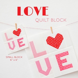 PDF Heart Quilt Pattern - LOVE Sign quilt pattern