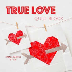 PDF Patchwork Anleitung - Herz mit Pfeil - Valentinstag Quilt Block