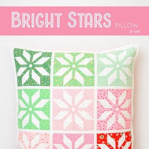 PDF Christmas Quilt Pattern Bright Stars Pillow / Mini Quilt image 1