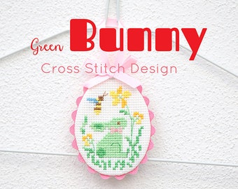 PDF Cross Stitch Pattern Green Bunny
