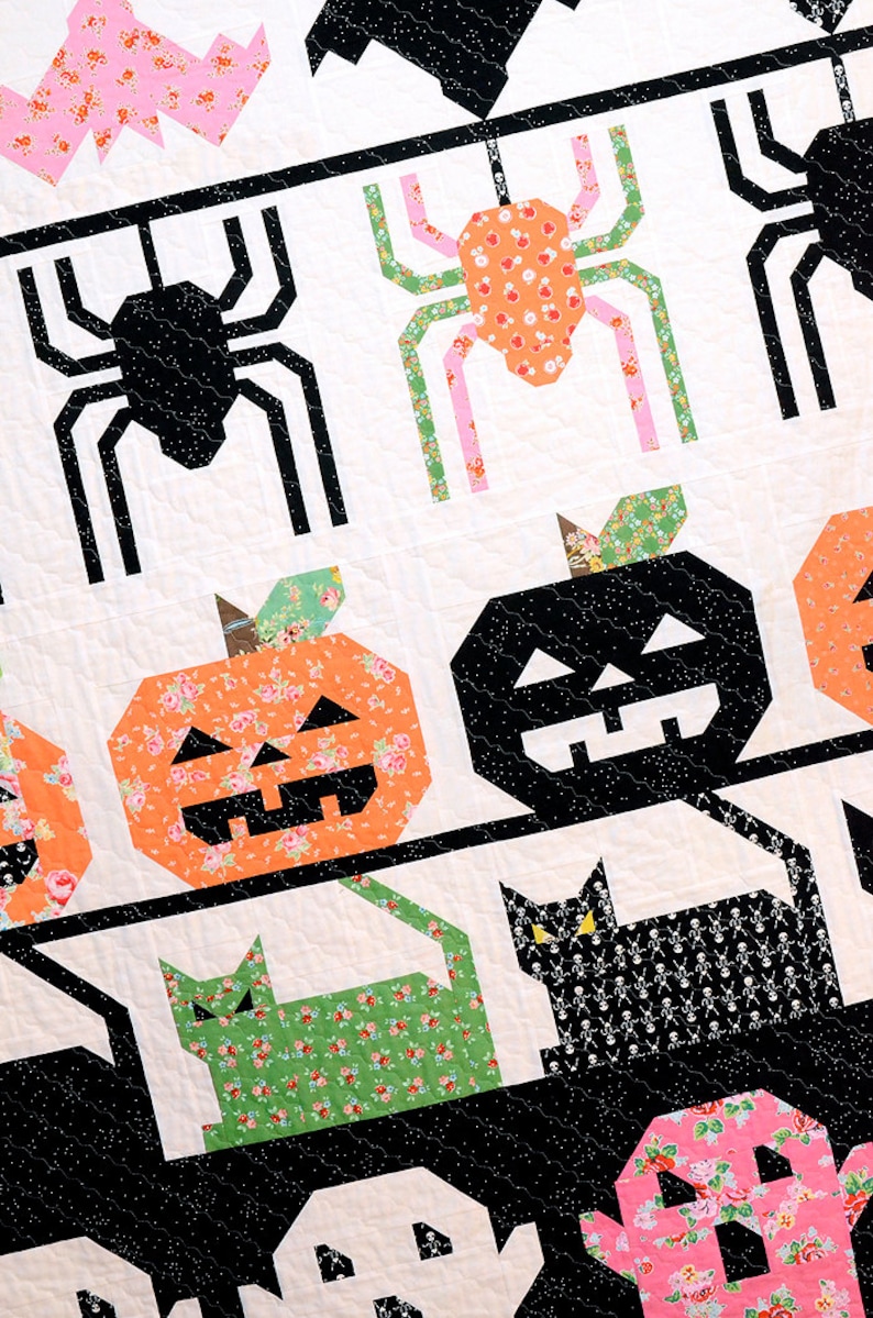 PDF Halloween Quilt Pattern Creepy Critters image 2