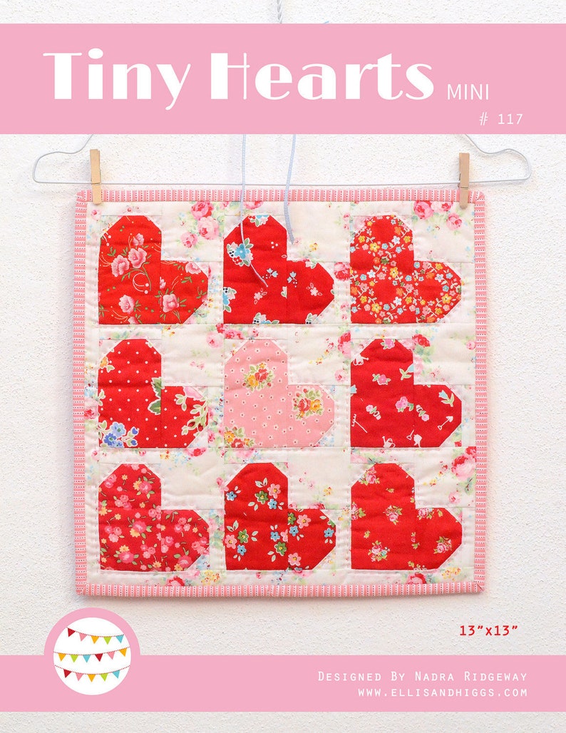 PDF Heart Quilt Pattern Tiny Hearts Quilt image 1