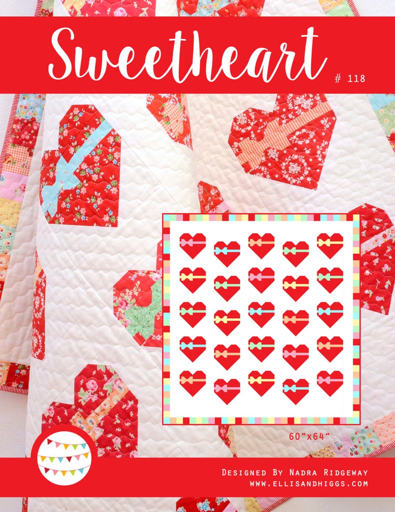 PDF Heart Quilt Pattern Sweetheart Quilt imagem 1