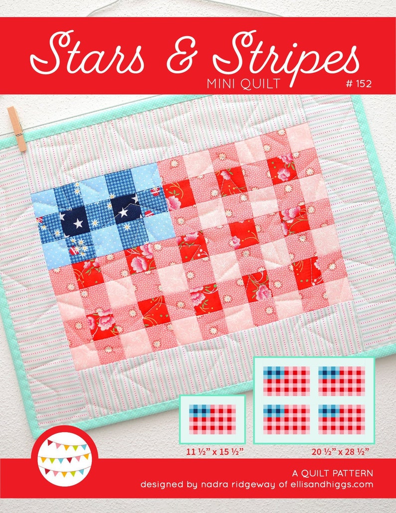 PDF Spring Quilt Pattern Stars & Stripes Mini Quilt image 1