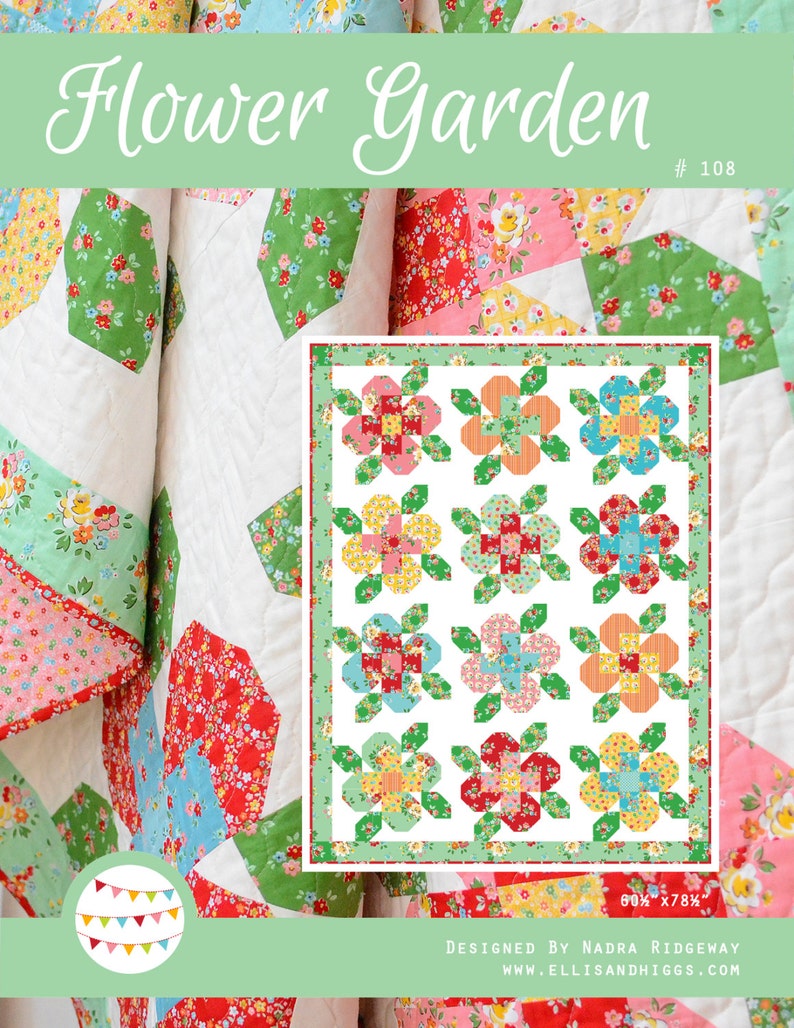 PDF Quilt Pattern Flower Garden 画像 1
