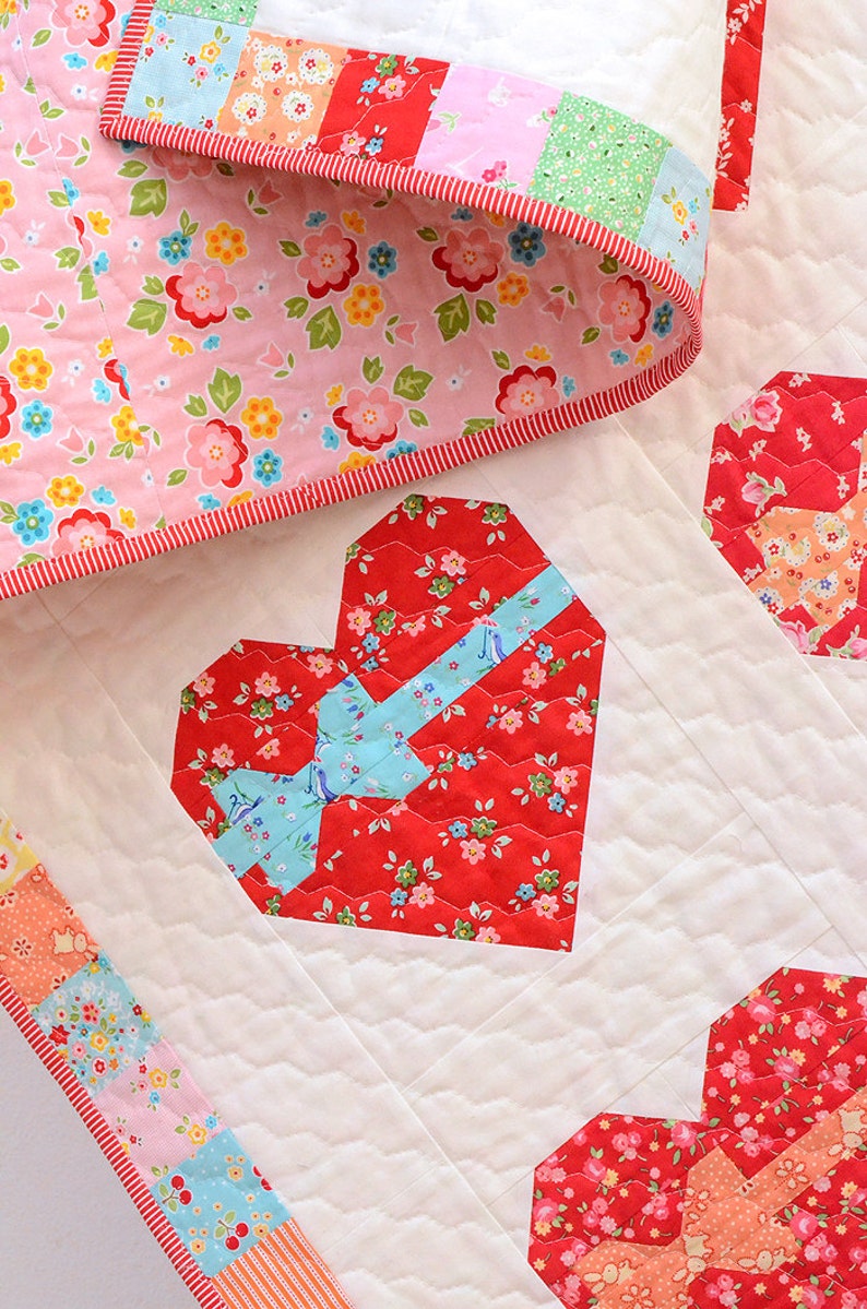 PDF Heart Quilt Pattern Sweetheart Quilt imagem 4