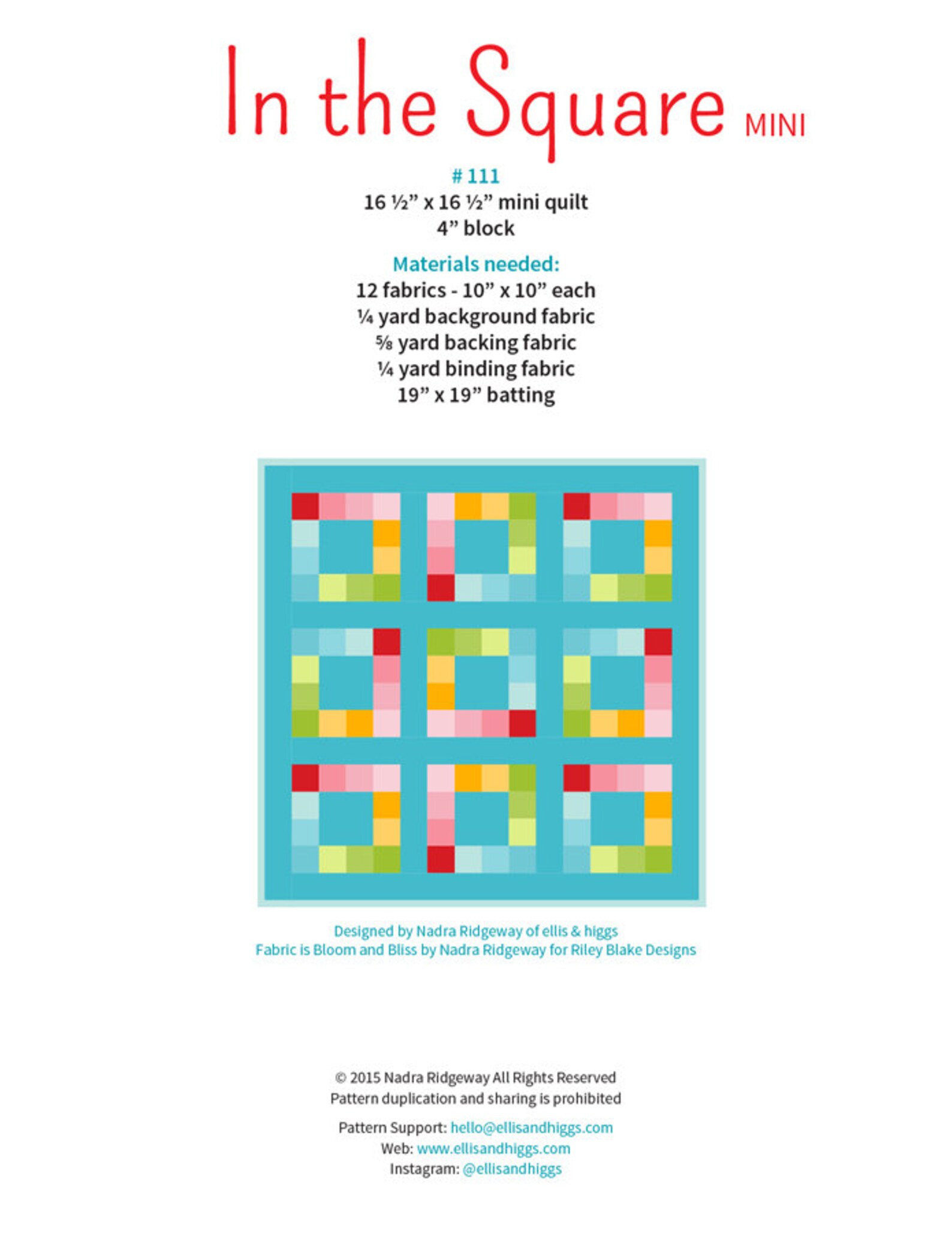 PDF Quilt Pattern in the Square MINI | Etsy