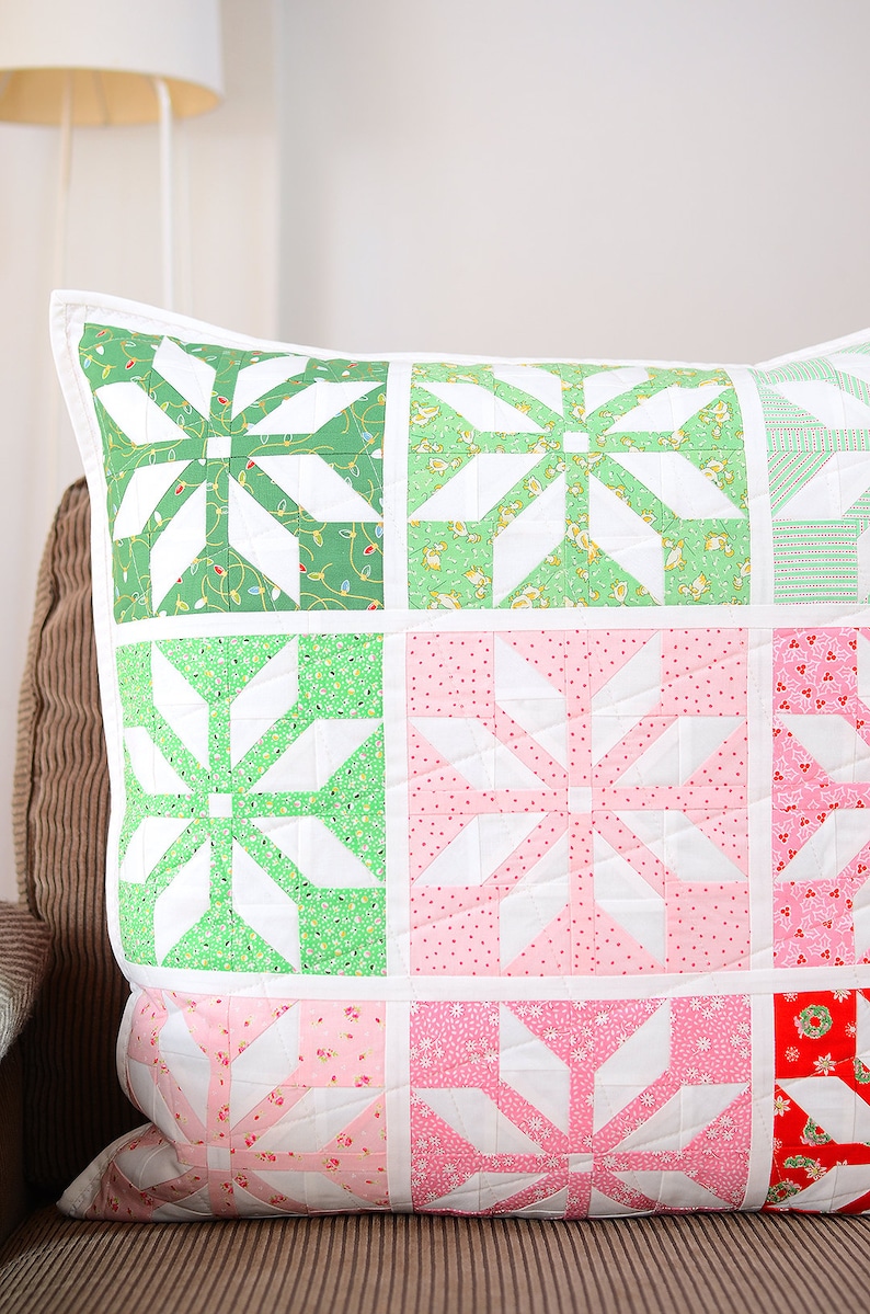 PDF Christmas Quilt Pattern Bright Stars Pillow / Mini Quilt image 3