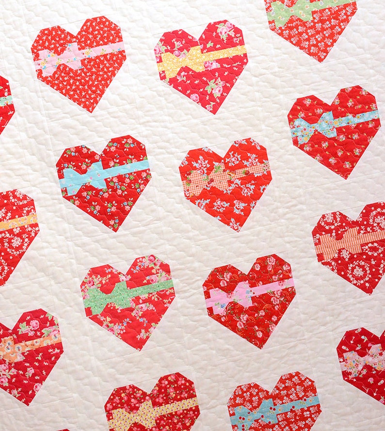 PDF Heart Quilt Pattern Sweetheart Quilt image 3