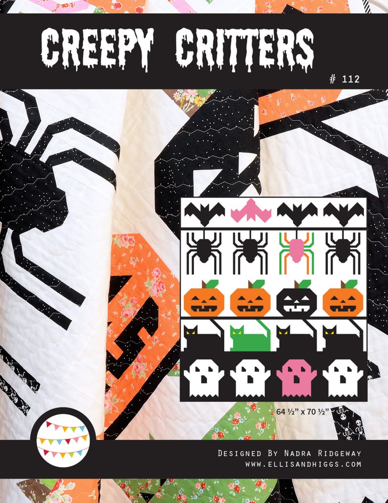 PDF Halloween Quilt Pattern Creepy Critters image 1