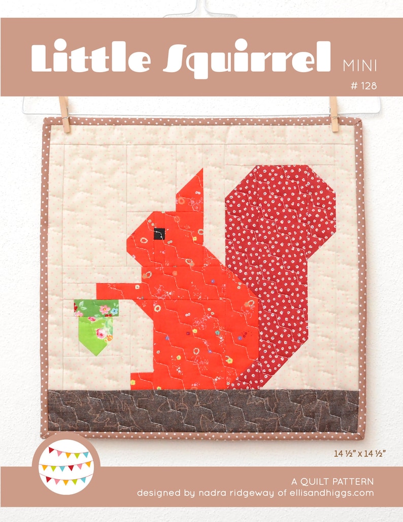 PDF Fall Quilt Pattern Little Squirrel mini quilt image 1