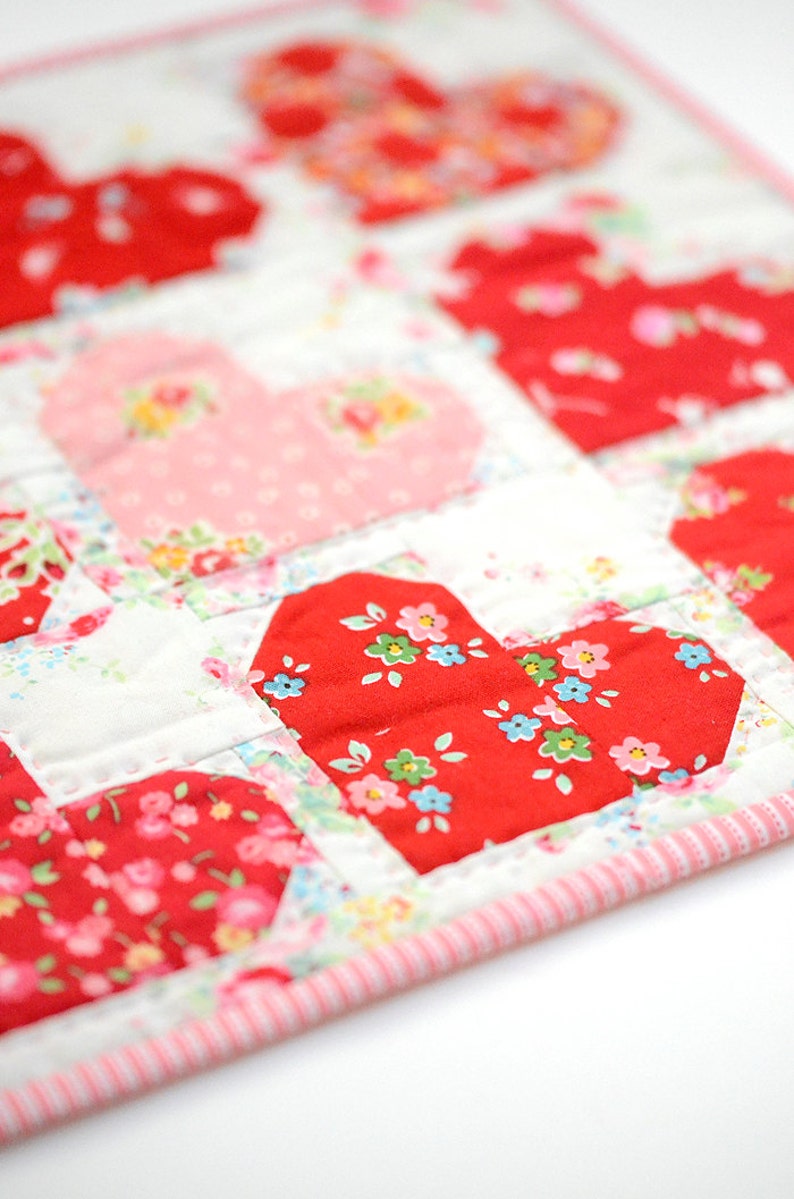 PDF Heart Quilt Pattern Tiny Hearts Quilt image 4