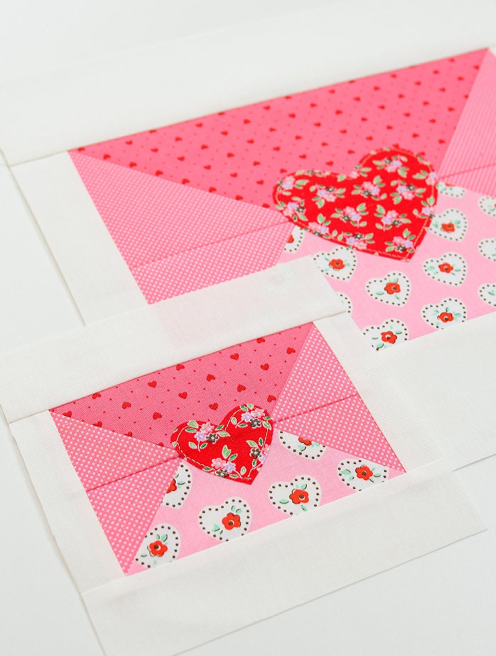 PDF Heart Quilt Pattern - Love Note Envelope / Love Letter Quilt ...