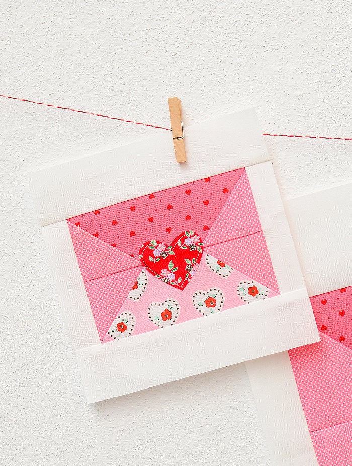 PDF Heart Quilt Pattern - Love Note Envelope / Love Letter Quilt ...