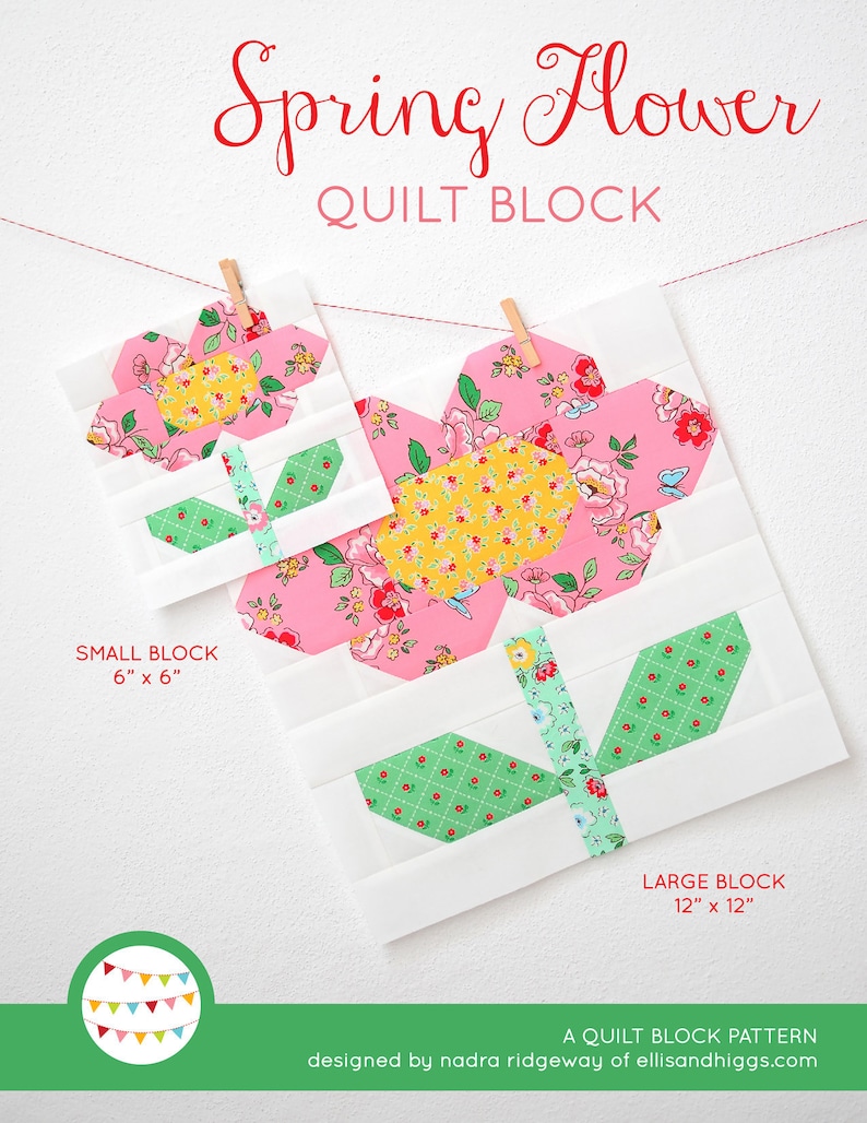 PDF Patchwork Anleitung Blumen Quilt Block Bild 1