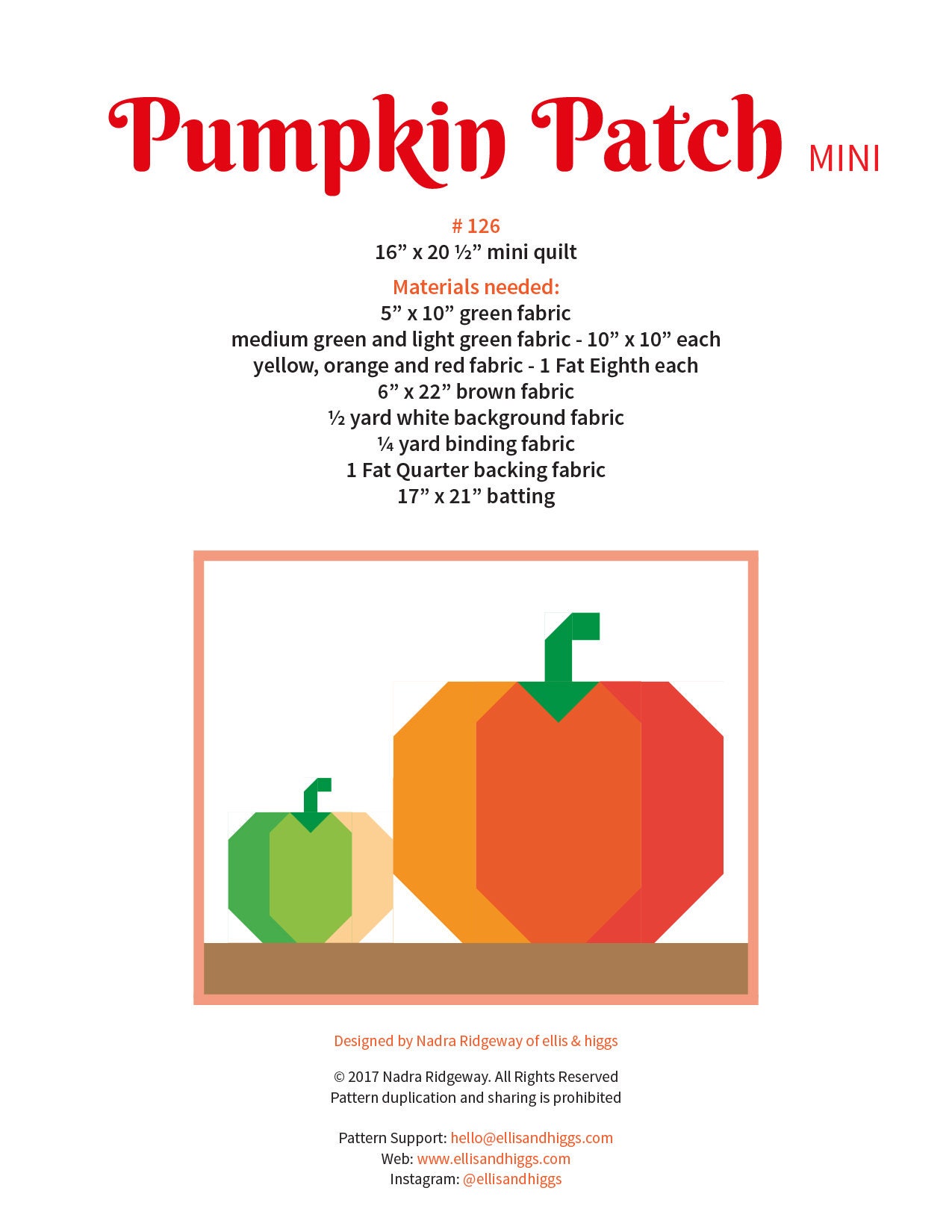 PDF Fall Quilt Pattern - Pumpkin Mini Quilt - Etsy