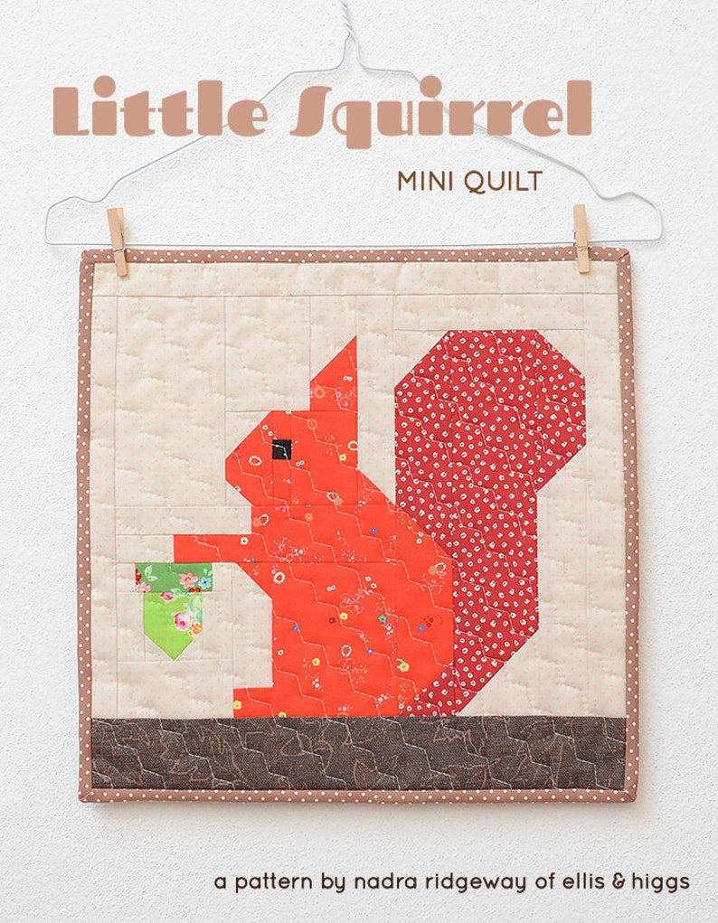 PDF Fall Quilt Pattern Little Squirrel mini quilt image 2