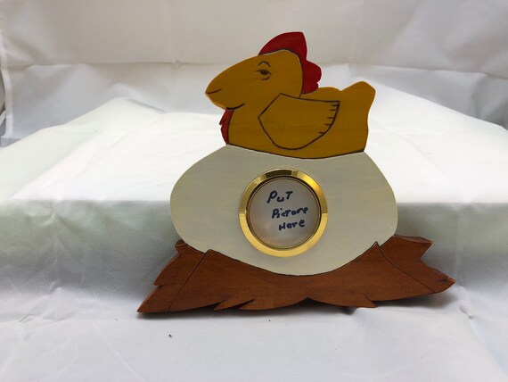 CLEARANCE - Wooden chicken and egg picture frame