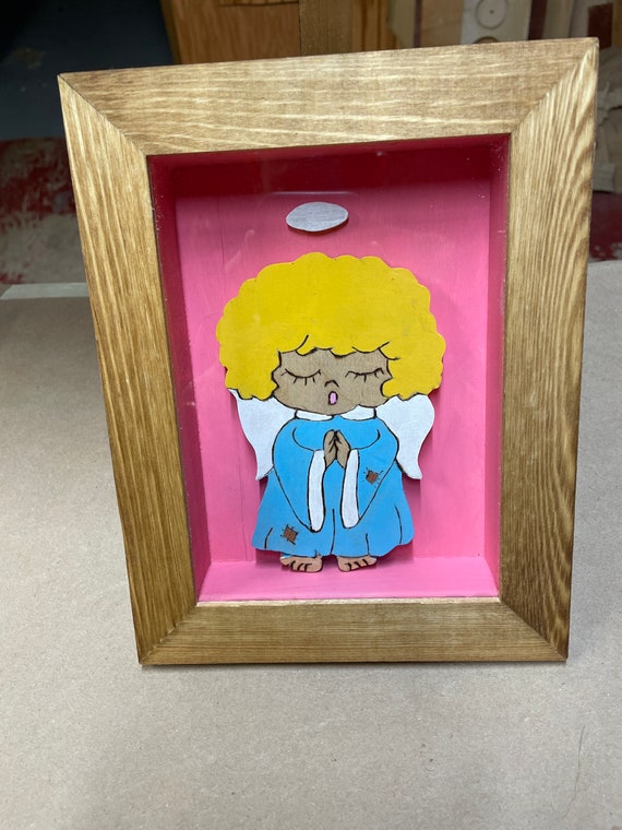 Wooden Shadow Box of a cute little angel
