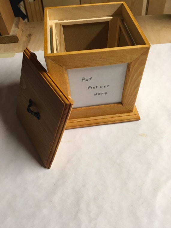 Stained Wooden Picture Carousel and Storage Box