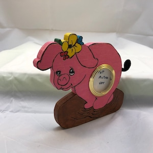 CLEARANCE - Wooden piggy picture frame
