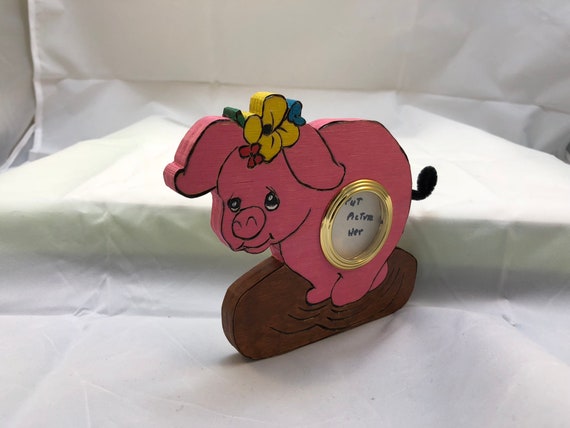 CLEARANCE - Wooden piggy picture frame