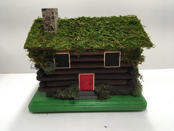 Wooden Log Cabin Coin Bank