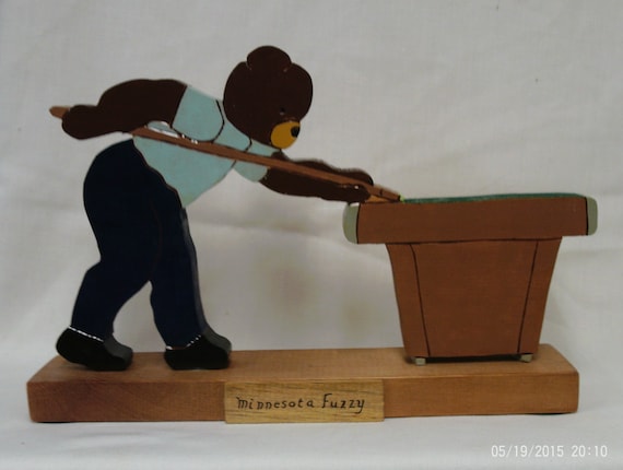 wooden bear playing pool figure ("Busy Bears")