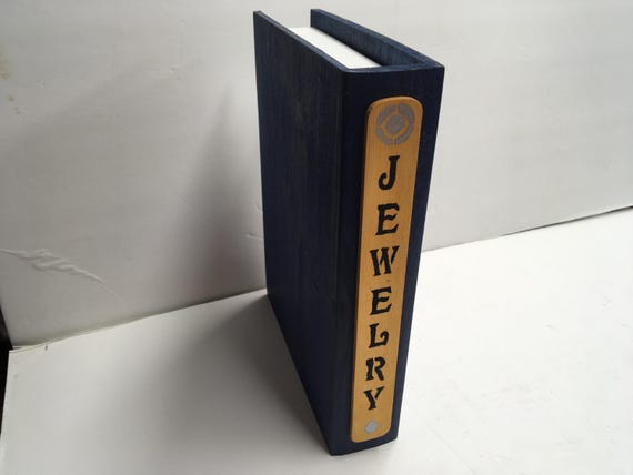 Wooden small jewelry box that looks like a book