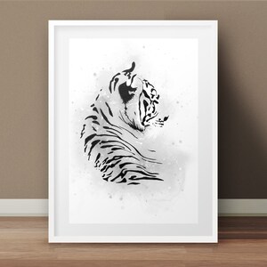 Royal Bengal Tiger Fine Art Print Black & white edition image 1