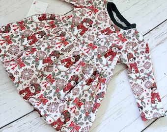 Christmas dress, holiday dress, snowmanl, Girls long sleeve dress, casual dress, baby dress,
