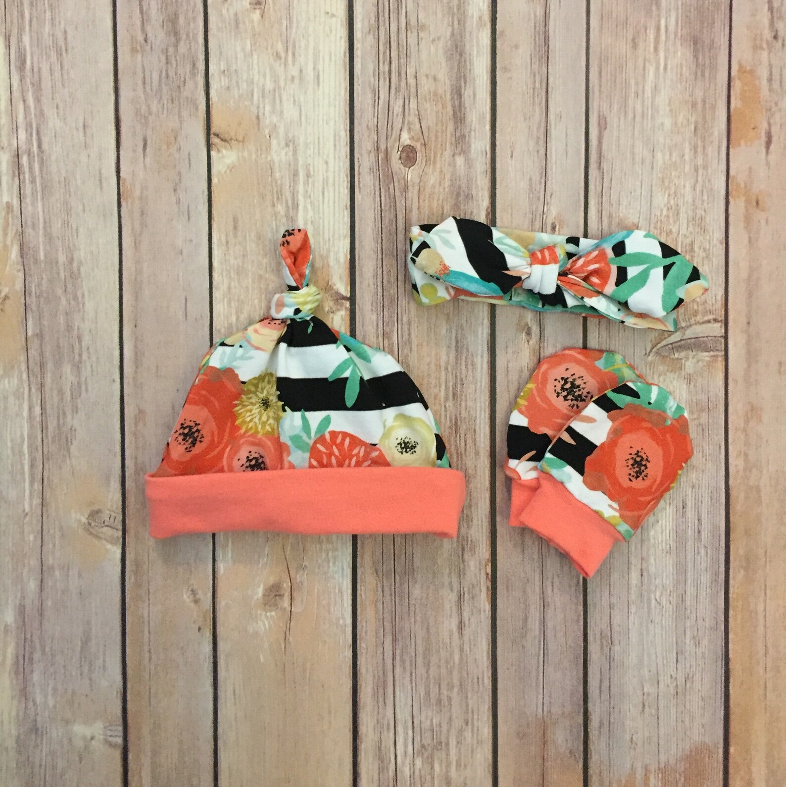 Baby Gown Newborn Set Girl Baby Floral and Stripes Etsy