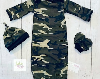 Vestido de bebé de camuflaje, conjunto para recién nacido, vestido de bebé de camuflaje