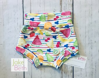 Fruit bummies, baby shorts, toddler shorts, summer shorts, girls bummy shorts,
